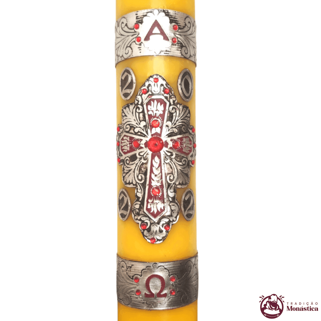 Vela Círio Pascal - Aplicação Cruz 01 - 50cm - 2