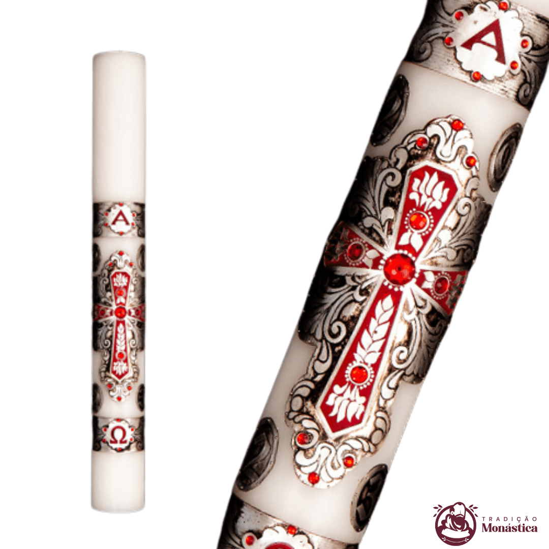 Vela Círio Pascal - Aplicação Cruz 01 - 50cm - 3